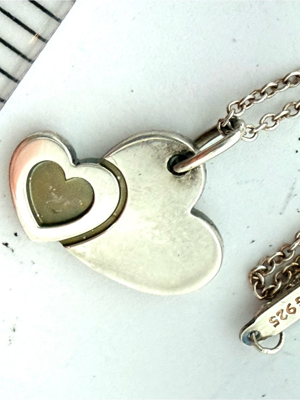 Tiffany & Co. Sterling Silver Double Heart Pendant Necklace - Silver